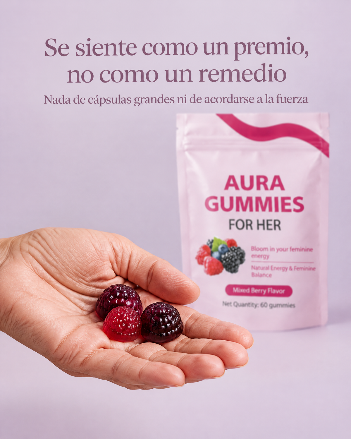 Se siente como un premio, no como un remedio: gomitas de berries en la mano